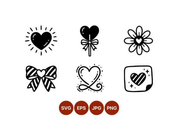 Heart Icons with Bow & Flower
