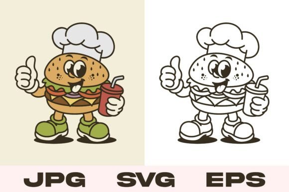 Retro Cartoon Burger Mascot Design Review
