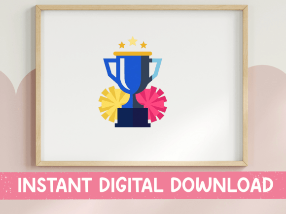 Trophy and Pom Poms Cheer Clipart Review